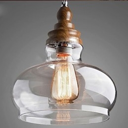 Lampă suspendată din cristal din lemn în stil vintage (dia 24 cm)