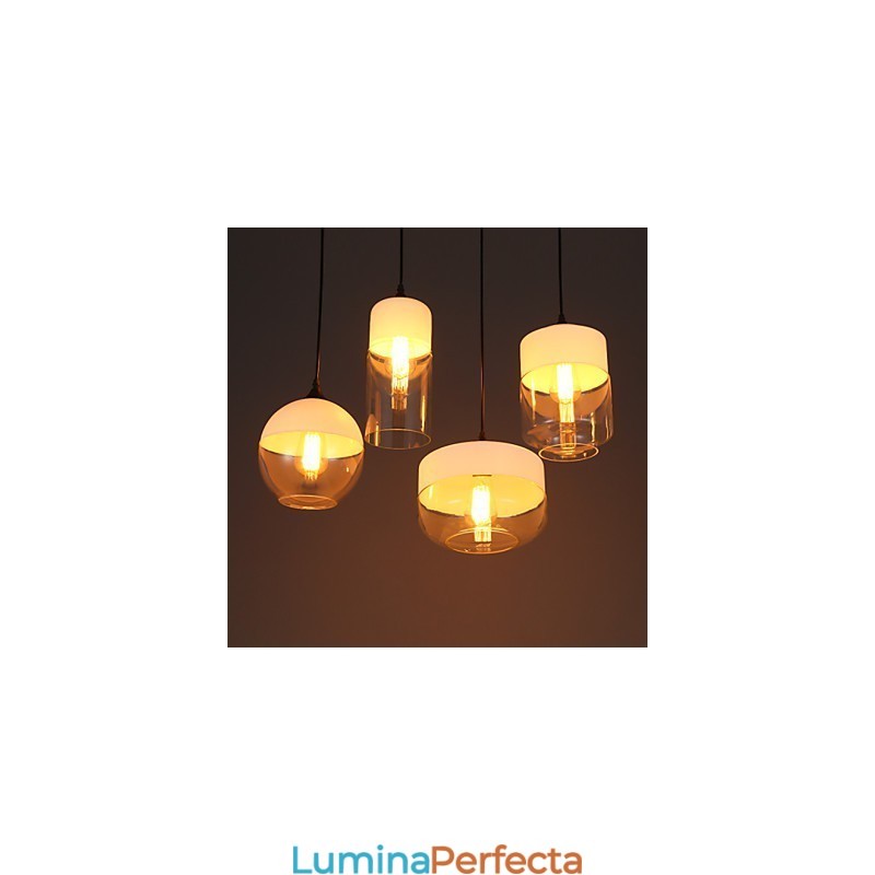 Lampă candelabru din sticlă din fier forjat de la Nordic Creative Stair Shop