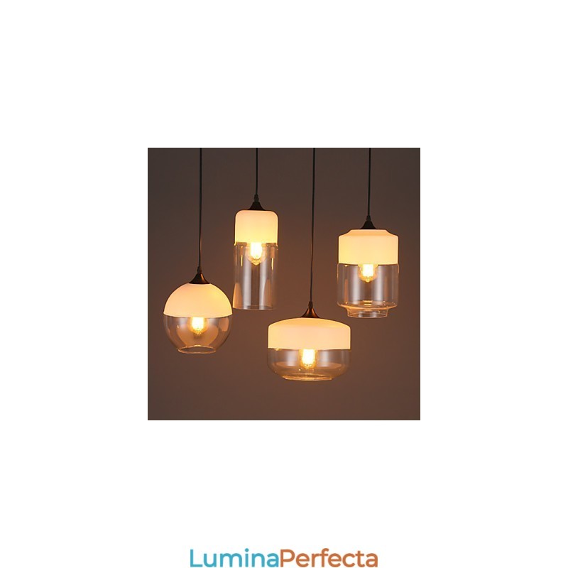 Lampă candelabru din sticlă din fier forjat de la Nordic Creative Stair Shop