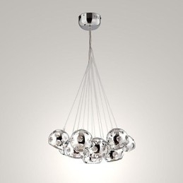Lampă suspendată modernă și contemporană Globe din metal cromat