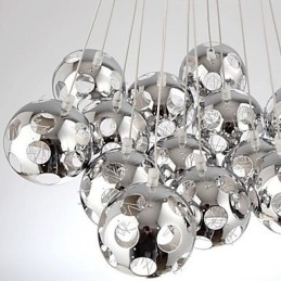 Lampă suspendată modernă și contemporană Globe din metal cromat