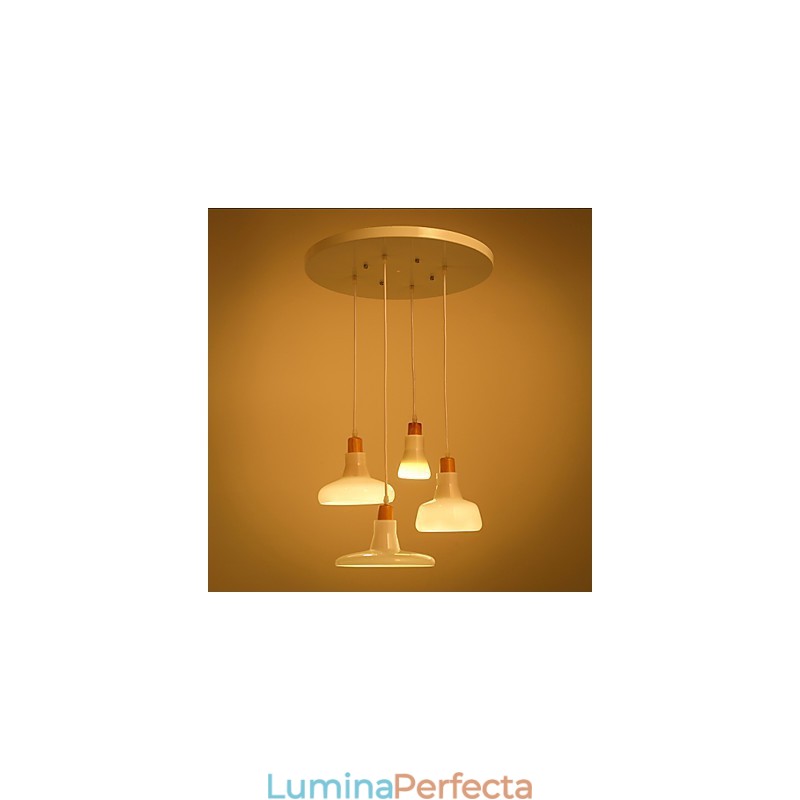 Pandantiv cu 4 lumini, caracteristică creativă, cu abajur de fier
