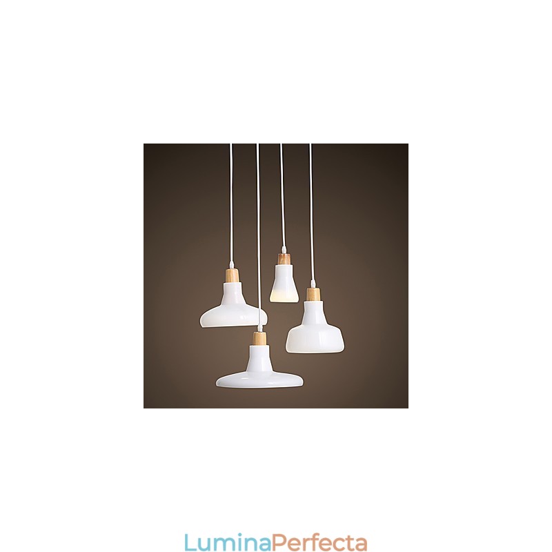 Pandantiv cu 4 lumini, caracteristică creativă, cu abajur de fier