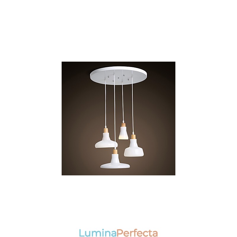 Pandantiv cu 4 lumini, caracteristică creativă, cu abajur de fier