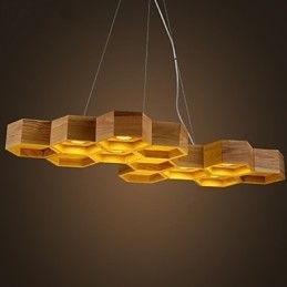 Designer Artă Individualitate Candelabru Simplu Fagure Lemn Lămpi