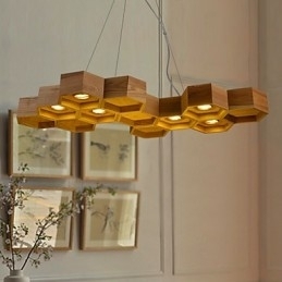 Designer Artă Individualitate Candelabru Simplu Fagure Lemn Lămpi